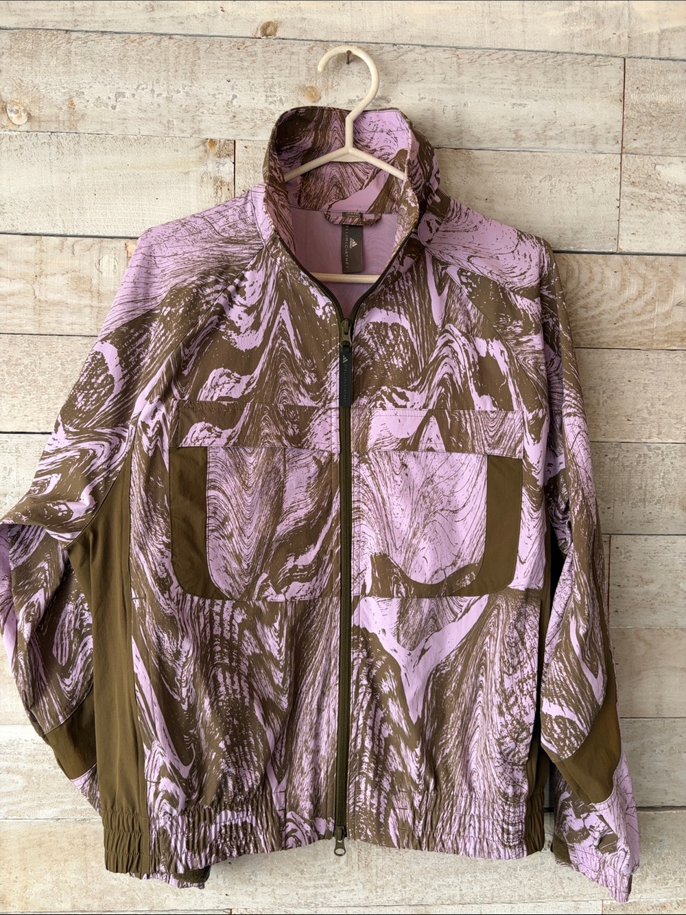 adidas by Stella McCartney TrueCasuals Moiré Wood Print Woven Track Jacket - Picture 3 of 9
